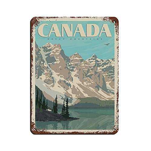 Vintage Stadtbild Schild Kanadische Rockies Vintage Blechschild Home Office Küche Pub Club Cafe Bar Bauernhof Restaurant Kollektion Metall Wanddekoration