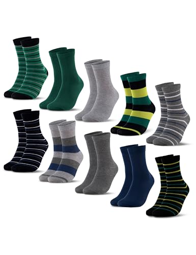 Occulto Jungen & Mädchen Bunte Socken 10er Pack (Modell: Estilo) Blau Grau 31-34