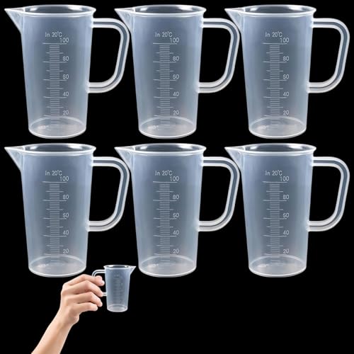 6 Stück Messbecher 100ml, Präzisions Messbecher Klein, Mit Skala Set, Kleiner Geeignet für Küchenbacken und Laboranwendungen (Transparent)