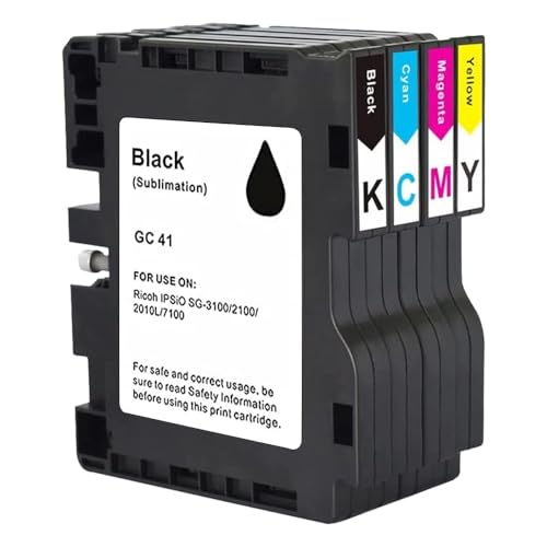 GC41 Kompatible Sublimationstintenpatrone GC-41 GC41K GC41C GC41M GC41Y Ersatz für IPSiO SG3100 SG2100 SG2100L SG2010L Aficio SG3110DNW SG2100N SG3100SNW SG3111 0DN SG20 10, 4 Stück