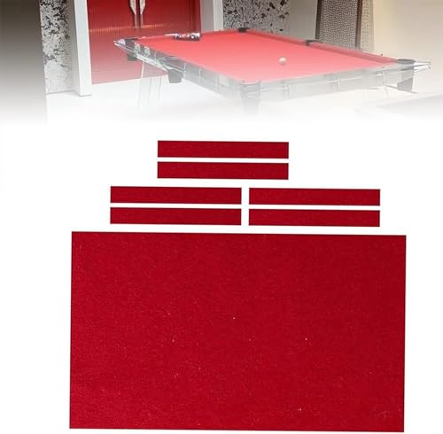 PRMTYUP Billard -Tischdecke Billardtisch Tuch Nylon & fühlten Sich gemischt Billardschutz mit 6 Stoffstreifen,Rot,8FT