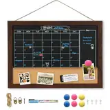 DOLLAR BOSS Magnetisch Kreidetafel Kalender für die Wand 30 x 40 cm Kalendertafel Kreidetafel, kombitafel Kreidetafel und Pinnwand Kork, Kreidetafel zum Aufhängen, Tafel Magnettafel für Magnet