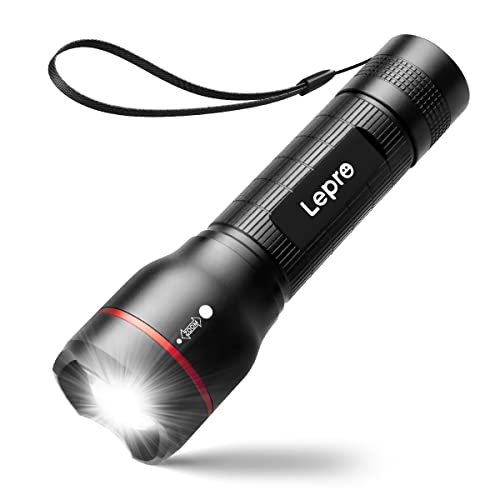 Lepro LED Taschenlampe, LE2000 Extrem Hell Klein Taschenlampen Batteriebetrieben mit 5 Modi, Zoombare Camping Handlampe, wasserdichte praktische Flashlight für Outdoor, Wandern, Angeln, Gassigehen