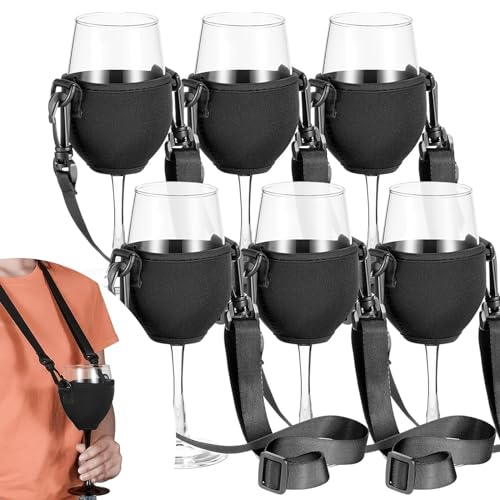 6 Stück Weinglashalter zum Umhängen, Tragbare Weinglashalter, Festival Wine Glass Holder, Stoff Weinglashalter für Den Hals Wein für Weihnachten, Weinfest, Hochzeit, Geburtstag, Party, Picknicks