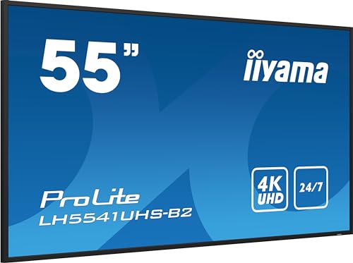 iiyama ProLite LH5541UHS-B2 139cm 54.6" Digital Signage Display IPS LED Panel 4K UHD VGA HDMI Audio-in/out USB2.0 RS-232c RJ45 Mediaplayer 24/7 schwarz