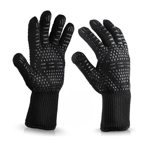 TTSTOIEE Grillhandschuhe, Resistenti al Calore Fino a 800°C, Hitzebeständige Handschuhe für Grill, Ofen und BBQ - rutschfest,Thermo Handschuhe, 1 Paar
