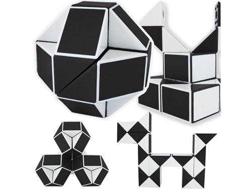 Przydasie Magische Würfelpuzzle 24 Segmente – fördert Kreativität und logisches Denken, Antistress-Spielzeug, für Kinder ab 3 Jahren, 4x4 cm gefaltet, 22,5 cm ausgeklappt, schwarz.