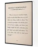 KEJPU Leinwand-Wandkunst, Ernest Hemingway-Zitat, Buchseitendruck, Modernes Kunstwerk für Wohnzimmer, Büro, Heimdekoration, 20,3 x 30,5 cm, Gerahmt