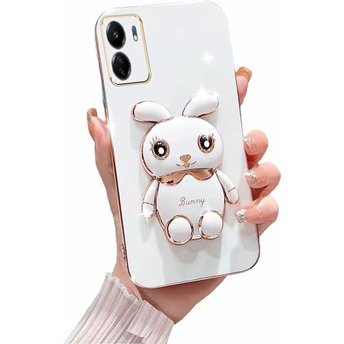 Miagon Kaninchen Ständer Hülle für Xiaomi Redmi 13C 4G,Cute Mädchen Dünn Galvanisierte Schutzhülle Weiches Case Bumper mit Hase Halter Kickständer