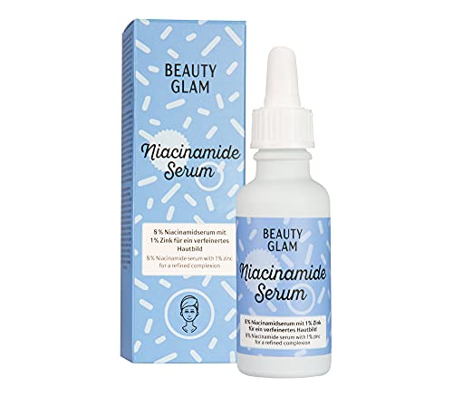Gesichtsserum mit 8% Niacinamid & 1% Zink – Vegan, silikonfrei, ohne Farbstoffe & Parfum, Made in Germany, BEAUTY GLAM – Niacinamide Serum – 30ml