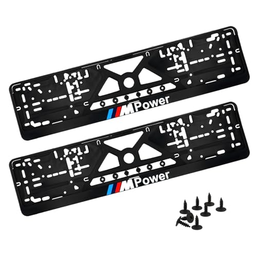 Kennzeichenhalter, Nummernschildhalter, Autokennzeichen - Halter für KFZ-Kennzeichen mit Klicksystem - Inkl. 8 Schrauben & 8 Vibrationsdämpfer - Einfache & stabil - 2er Set, 52 x 10 cm