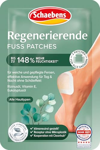 Schaebens Regenerierende Fuß Patches mit Rizinusöl, Vitamin E und Eukalyptus für alle Hauttypen - schöne Fersen - 2 Patches für eine Anwendung.