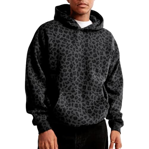 Kapuzenpullover mit Leopardenmuster für Herren und Damen – trendige, übergroße Kapuzen-Sweatshirts mit Geparden-Grafik, lässig, Streetwear, Y2K, Vintage, adretter Pullover, Top für Hangouts im Alltag,