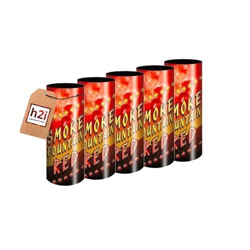 h2i Rauch Vulkan Fontäne | 5 Stück | Rot | Time 45 sek | Smoke Tube Rauchfackel Rauchtopf Rauchgenerator Rauchbombe mit dichtem kräftigem Rauch |R7| Ganzjahresfeuerwerk Kat T1/F1