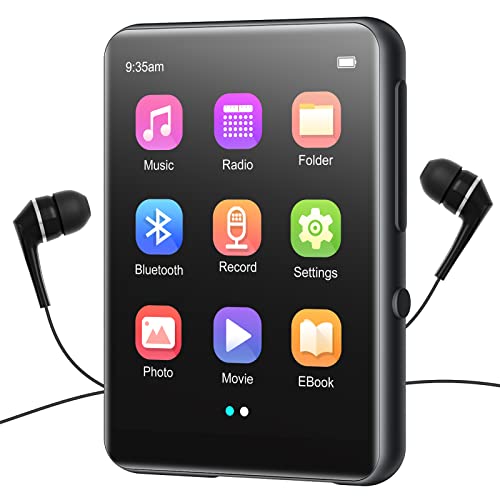 32GB MP3 Player Bluetooth 5.3, HiFi Verlustfreier Ton Musik Player mit Lautsprecher, Voice Recorder, FM Radio, 2.4 Zoll Voller Touchscreen Gehäusekörper aus Metall MP3, Unterstützt bis zu 128 GB