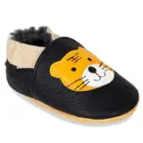 IceUnicorn Krabbelschuhe Baby Jungen Mädchen Lauflernschuhe Baby Weicher Leder Babyhausschuhe Kleinkind Babyschuhe(Tiger Schwarz, 12-18 Monate)