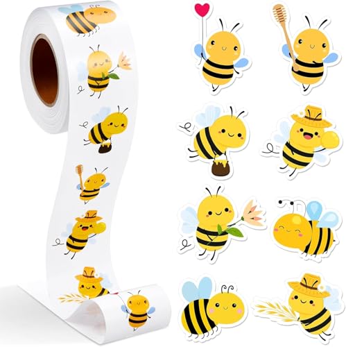 Biene Aufkleber, 500pcs Biene Belohnungsaufkleber, Niedlich Biene Aufkleber, Bienen Stickers,Kleine Bienen Aufkleber, Biene Aufkleber Rolle, Bee Sticker, Wasserfest Aufkleber Biene