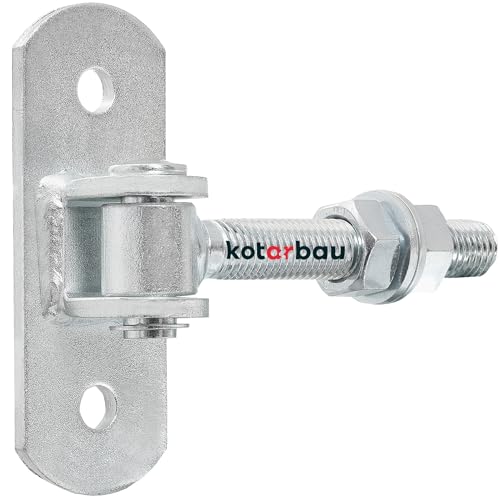 KOTARBAU® Torangel Verzinkt Gewinde M 18 mm Einstellbar Mit Anschraubblech Torscharnier Regulierbar Mit Federklemme HängescharniereTorscharniere