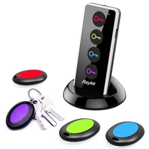 Reyke Schlüsselfinder Key Finder,Remote Finder Drahtloser RF-Gegenstandsfinder mit LED-Taschenlampe für Schlüssel, Brieftasche, Telefon und Haustier-Tracker (RF-Sender, 4 Empfänger)