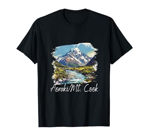 Aoraki / Mt. Cook Souvenirladen T-Shirt, Unisex, Schwarz, S, Klassisch, Berg, Souvenir, Wanderer, Kletterer, Touristen, Outdoor-Enthusiasten, Familien, Herbst, Frühling