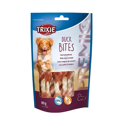 TRIXIE Hundeleckerli PREMIO Hunde-Durck Bites 80g - Premium Leckerlis für Hunde glutenfrei - ohne Getreide & Zucker, schmackhafte Belohnung für Training & Zuhause - 31592