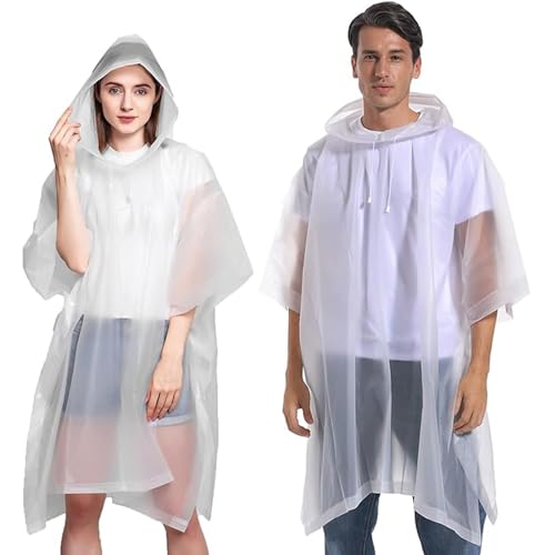 GUKOY Regenponcho 2 Stück Regenmantel für Damen Herren, Eva Regencape Regenjacke für Wandern Radfahren Camping Reisen