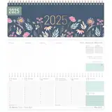 Häfft® Wochen-Tischkalender 2025 quer "Flying Flowers" 1 Woche 2 Seiten, Schreibtisch-Kalender mit Sprüchen, Wochenkalender 29,7 x 11,6 cm - nachhaltig & klimafreundlich