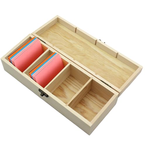 GUTERTOP Karteikarten Box A8, Karteikasten Holz mit Deckel, 29 * 9,5 * 6,5cm Lernkarteibox für Büro Schulen Und Heim （Karteikarten Nicht im Enthalte