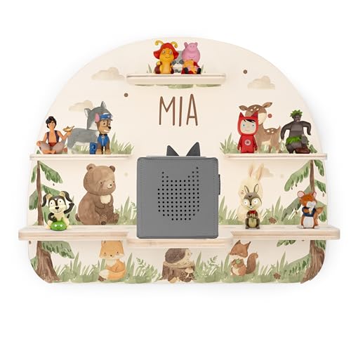 KIDSMOOD Toniebox Regal für Kinderzimmer, personalisiert mit Wunschnamen, Wandregal zur Aufbewahrung von Musikbox und Toniefiguren [50x40x17,5 cm]