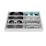 Emibele Brille Aufbewahrungsbox Organizer, 8 Gitter Samt Schmuckschale Uhr & Schmuck Stapelbar Aufbewahrung, Aufbewahrungsschrank mit Abnehmbarer Interner Trennwand für Familie Geschäft - Grau