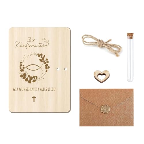 Konfirmation Geschenk, Lustige Geldgeschenke Verpackung aus Holz mit Reagenzgläser, Taufgeschenke für Mädchen, Wunschgutschein zur Konfirmation, Kreative Geldgeschenkverpackung für Jungen und Mädchen