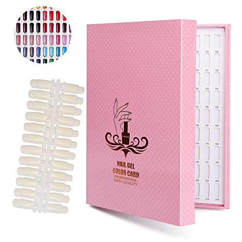 Noverlife 216 Nailart Display Aufsteller, Nagel Display Präsentation mit 216 falschen Nagelspitzen, Salon-Nagelfarbmuster Nagelpraxis-Kartenbrett für Nagellack UV-Gel 216 Farbe - Rosa