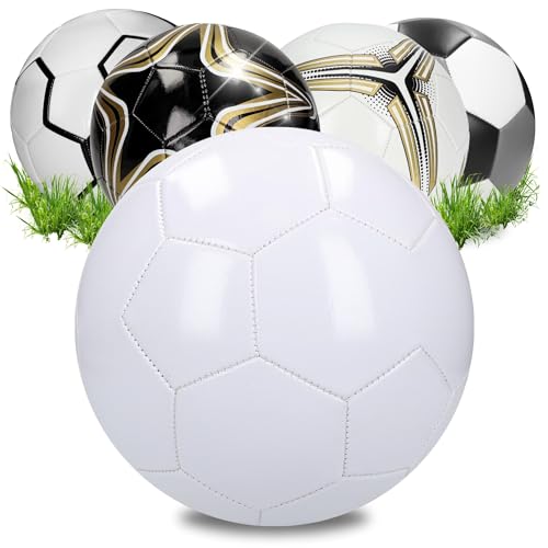 Fußball 'Liga' in Größe 5 - robsuter Spielball für Kinder & Erwachsene - Fussball kann sowohl Indoor als auch Outdoor verwendet werden - Maschinell genähter soccer ball, Farbe:Weiß