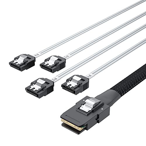 6G Internal Mini SAS 36pin SFF-8087 (Host) Male to 4x SATA (Target) 7pin Female Fan-Out Cable, 0.8-m (2.6ft)