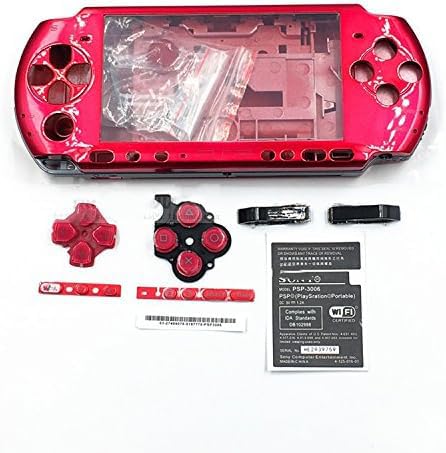 Vollgehäuse, Schutzhülle mit Tasten, Schrauben und Schraubendrehern für Sony PSP 3000, 3001, 3002, 3003 und 3004 rot