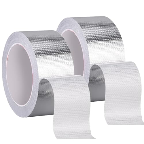 Beekeg 2 Stück 48mm x 10 M aluminium klebeband,ofenrohr alu klebeband,hitzebeständiges Band zum Versiegeln, Reparieren und Isolieren,klebeband hitzebeständig