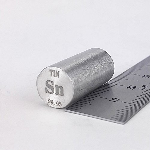 Reiner Zinn-Metallstab, 99,95 %, 11 g, 10 Durchmesser x 20 mm Länge, Element Sn Exemplar.