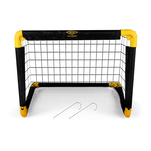 Umbro Fußballtor - Fussballtor 50 x 44 x 44 cm - Faltbares fußball Tor - Fussballtore für Garten Kinder - Fussball Trainingszubehör für Innen und Außen - Metall - Schwarz/Gelb