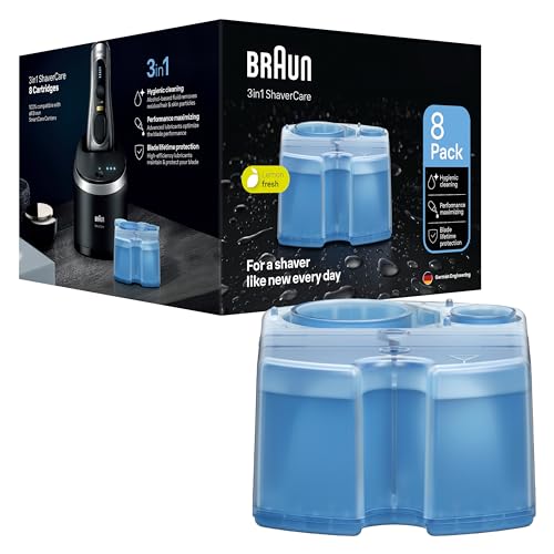 Braun 3-in-1 ShaverCare Reinigungskartuschen für Reinigungsstationen, Hygienische Reinigung, 8er Pack