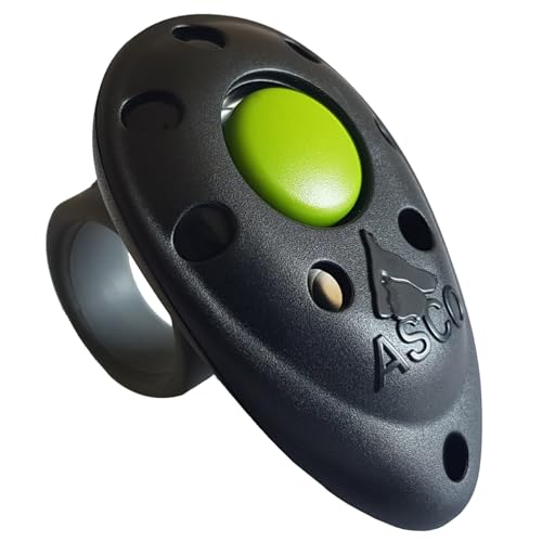 ASCO Finger Clicker, Premium Clicker für Clickertraining, Hunde Katzen Pferde Profi-Clicker, Hundetraining Klicker, schwarz, ASCO-01F