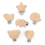 Schnullerclip, Holz Schnullerclip, Schnuller Clips Holz, Schnullerclips Holz, 6 Stück Baby Schnuller Clips Holz, Schnullerclip Holz Set