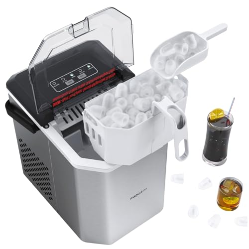 magicplux Eiswürfelmaschine, Selbstreinigende Eiswürfelbereiter 9 Würfel in 6 Minuten fertig, 12kg/24h, 2 Eiswürfel Größen Ice Cube Maker für Zuhause, Büro, Urlaub und Party, Schwarz