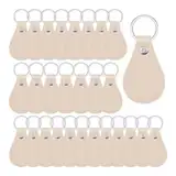 Gotoger 30 PCS Leder-Schlüsselanhänger-Set für DIY- PU-Leder-Schlüsselanhänger-Rohlinge mit Nieten und Schlüsselringen Beige