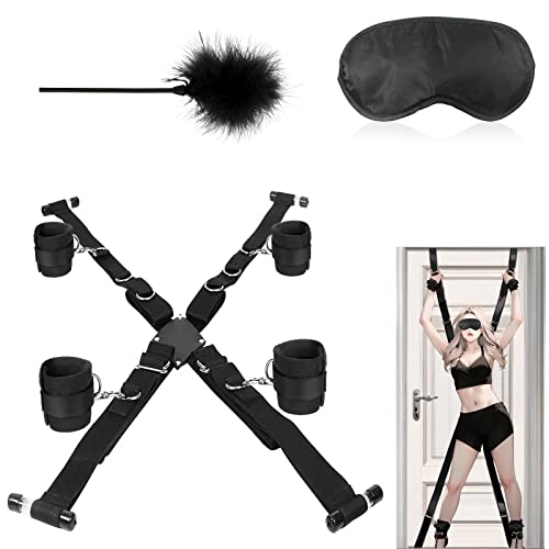 BDSMLOVE BDSM Set,Bondageset extrem Sex,Bondageset Fessel Set mit Handschellen,Augenbinde,Federkitzler Sexspielzeug,Bondage Set für Tür,BDSMs Spielzeug hart SM Sexspielzeug extreme Paare (7 Set)