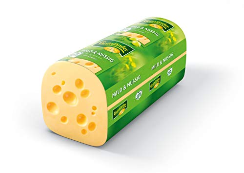 Original Grünländer Emmentaler "Mild & Nussig" ca. 500g – Landmetzgerei Schiessl | Handwerklich hergestellter Großlochkäse | 48% Fett i. Tr.