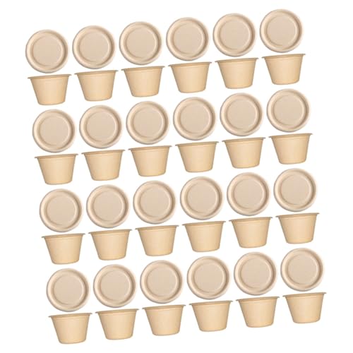 Cabilock 50 Stück Dip Sauce Schalen Kleine Saucenbecher Dressing Becher To Go Boxen Gewürzbehälter Mit Deckel Papier Souffle Becher Gewürzbecher Take Away Zubehör Gewürzbecher