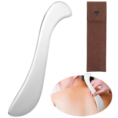 AOZUO Gua Sha Edelstahl,Guasha mit Aufbewahrungstasche,Faszienschaber Schaber Massagewerkzeug Faszien Tool für Hals Spa Entspannende Massage Entspannung Körpermuskulatur Zurück Arm Beine