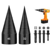 Wood Splitter Drill Bit 45 mm + 32 mm with 4 PCS Drill Handles, Drill Cone Wood Splitter, Wood Splitter Screw Cone, Home Wood Splitter Drill Precise & Fast Splitter for Wood Cone Splitter