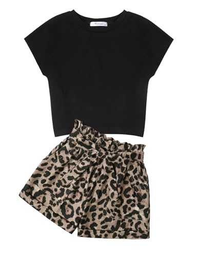 Arshiner Mädchen Tshirt mit Shorts Set Sommer Kinder Bekleidungssets Freizeit Mode Tank Top Zweiteiliges Kleidung Sets für Mädchen 6-7 Jahre
