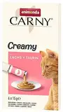 Carny Creamy Katzensnack (6 x 15g), Premium Katzensnack für anspruchsvolle Feinschmecker mit zartem Lachs und wertvollem Taurin von animonda